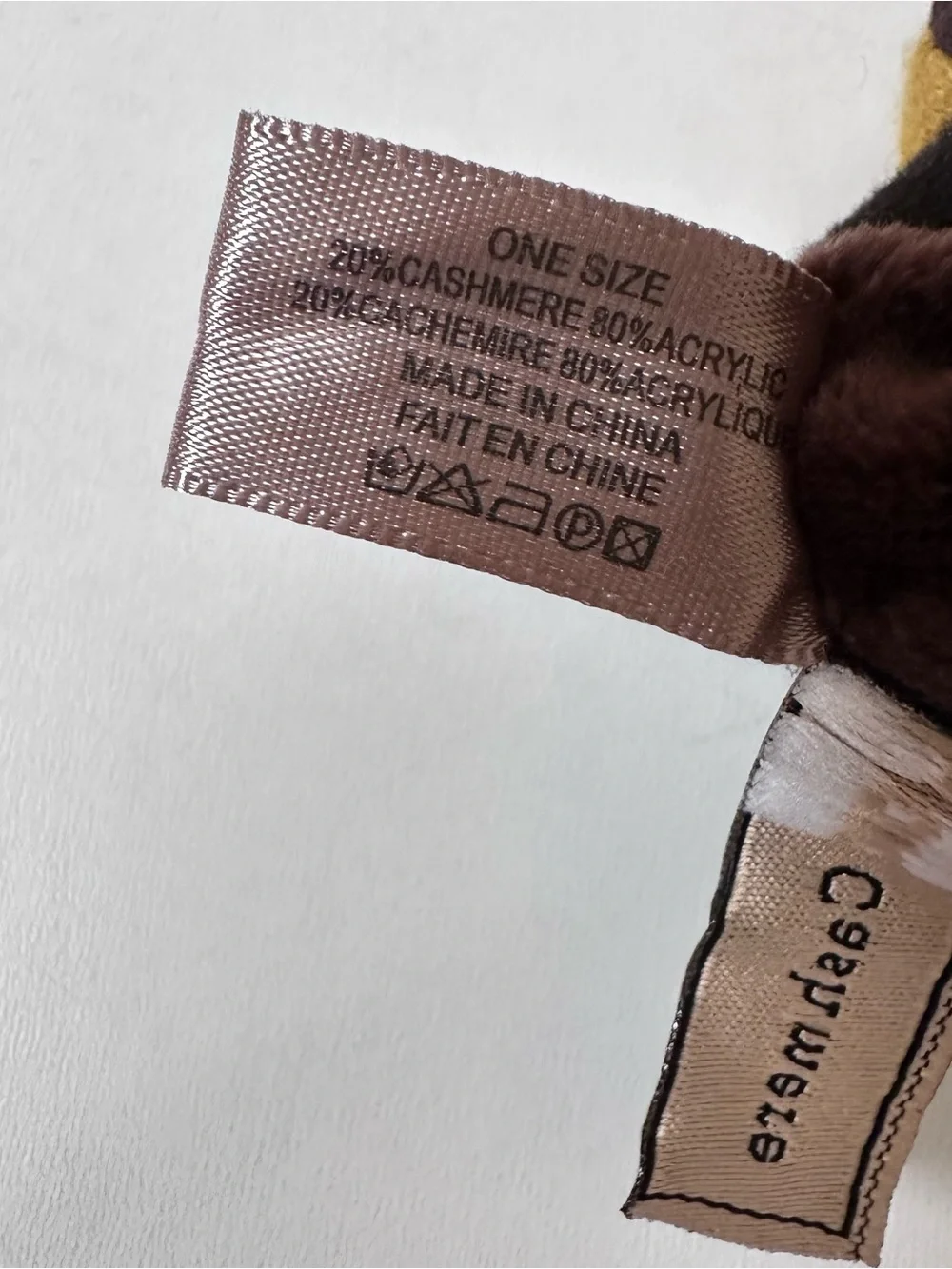 Look Cashmere Brown Yellow Gloves